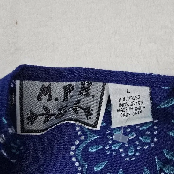 MPH Vintage Boho Hippie Dress Women's Size Large Blue Floral Long - Picture 5 of 8